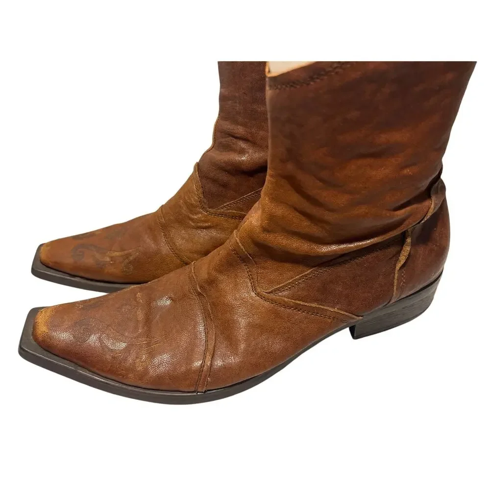 Z Club Western Boho Faux Leather Half Boots, Brown Mens 8